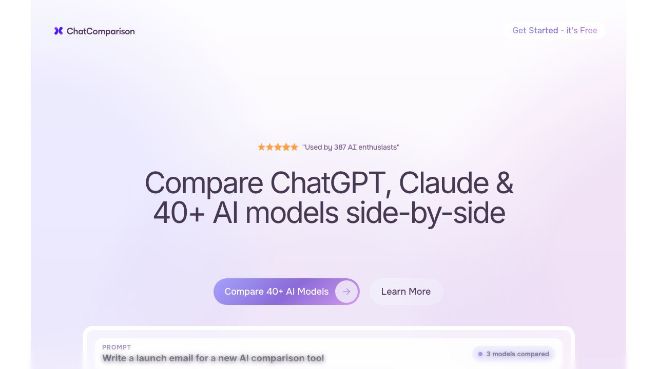 ChatComparison.ai 网站截图