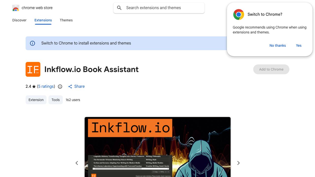 Inkflow.io Book Assistant 网站截图