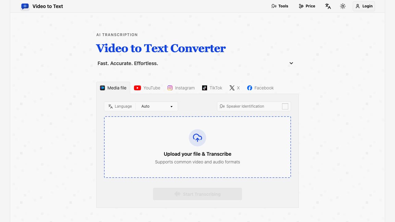 Video to Text 网站截图