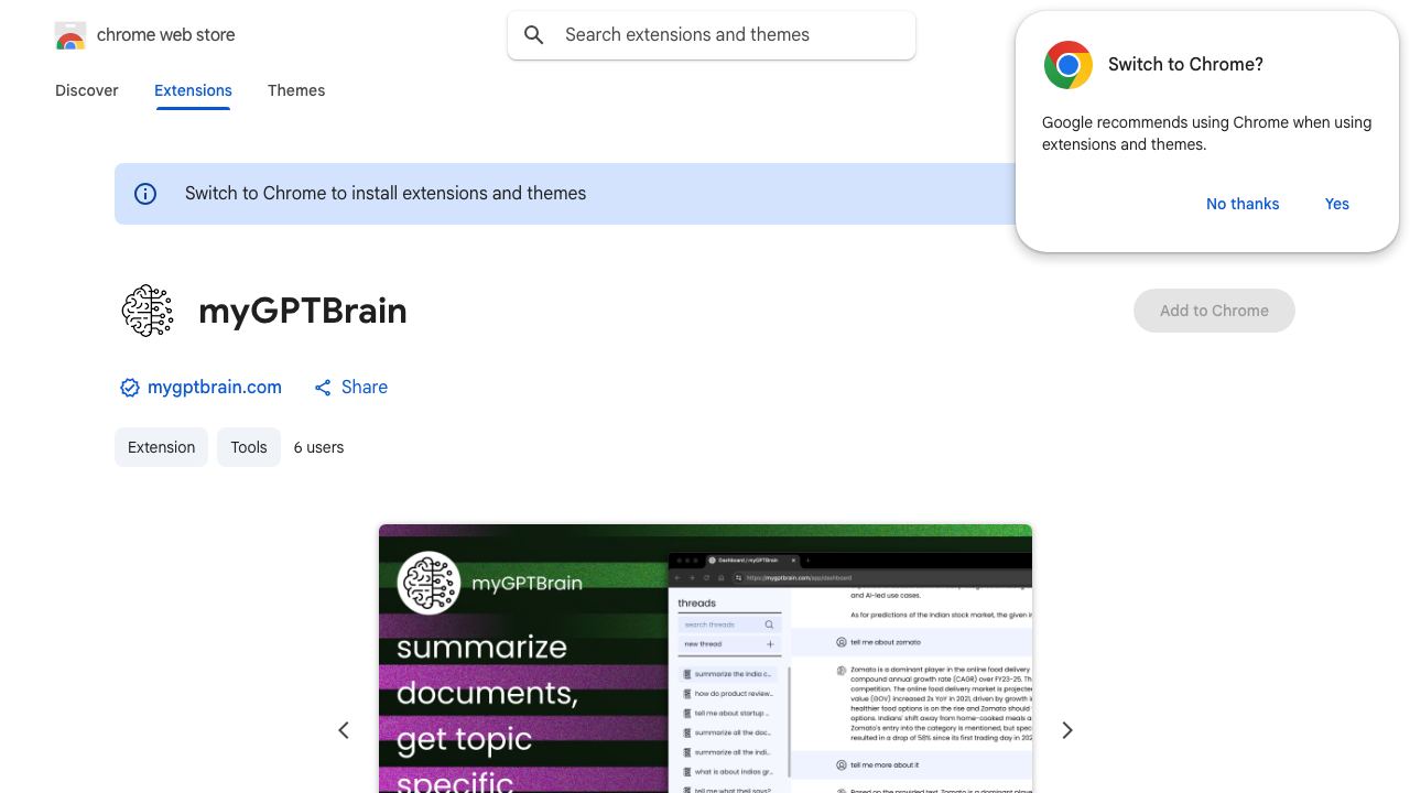 myGPTBrain website screenshot