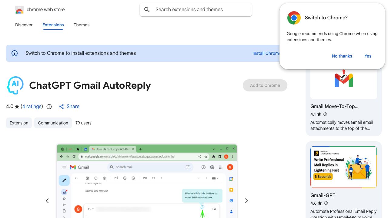 ChatGPT Gmail AutoReply 网站截图