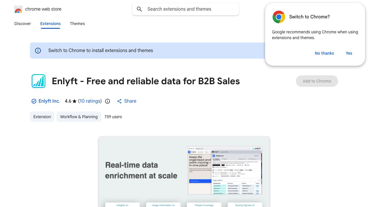Enlyft - Free and reliable data for B2B Sales 网站截图