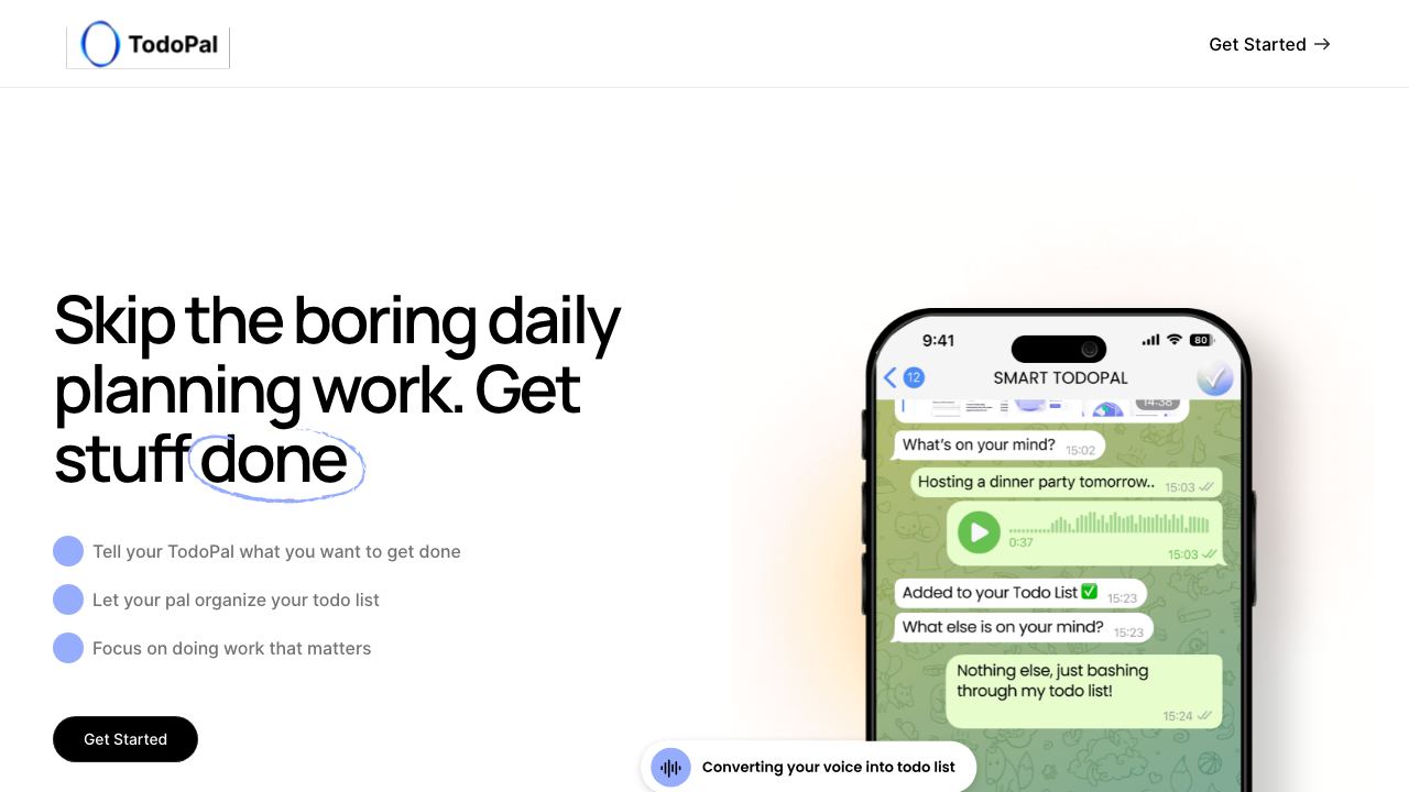 TodoPal website screenshot
