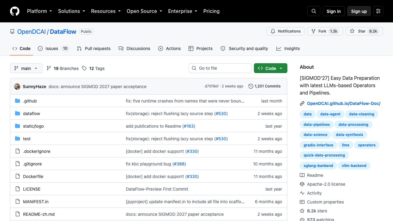 DataFlow website screenshot