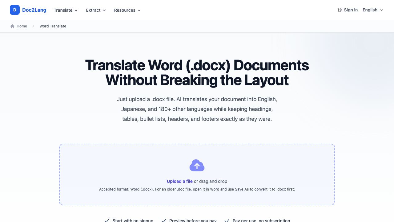 Online Word Translator By GPT 网站截图