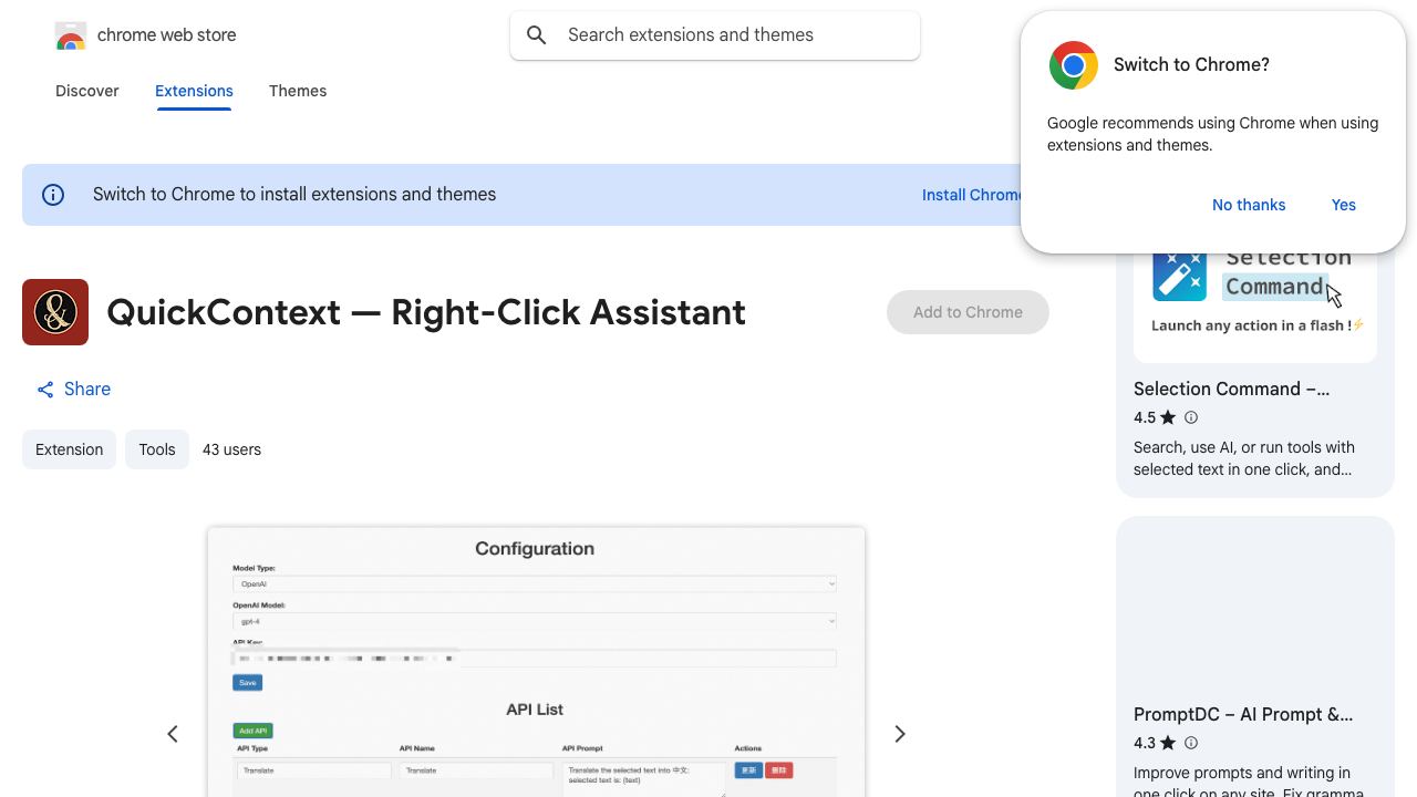 QuickContext — Right-Click Assistant website screenshot