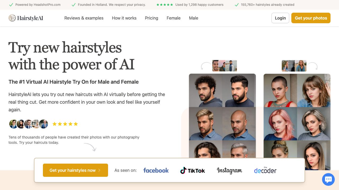Hairstyle AI 网站截图