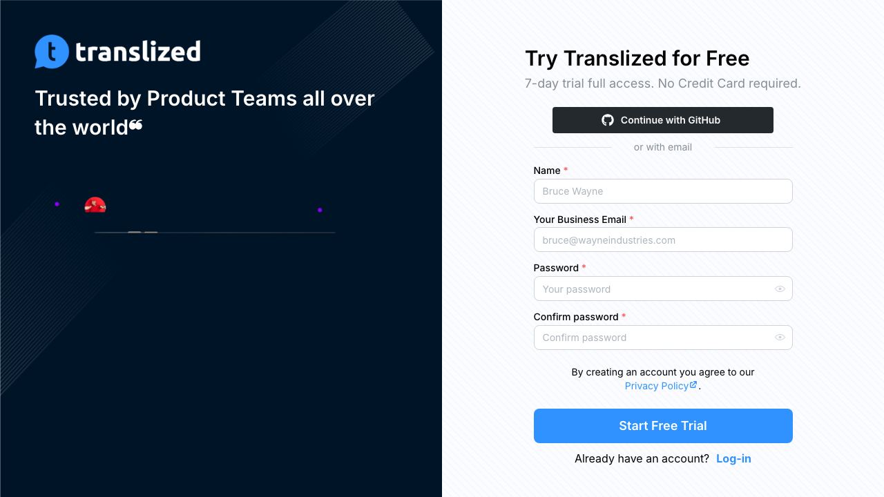Translized - AI Software Localization website screenshot