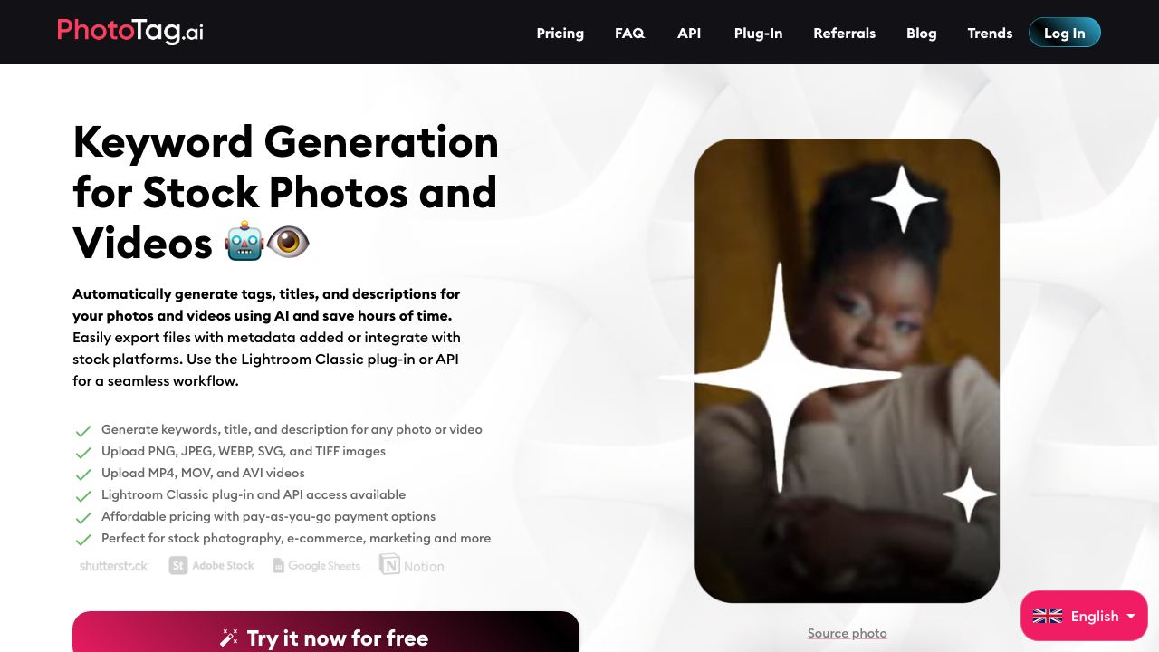 PhotoTag.ai 网站截图