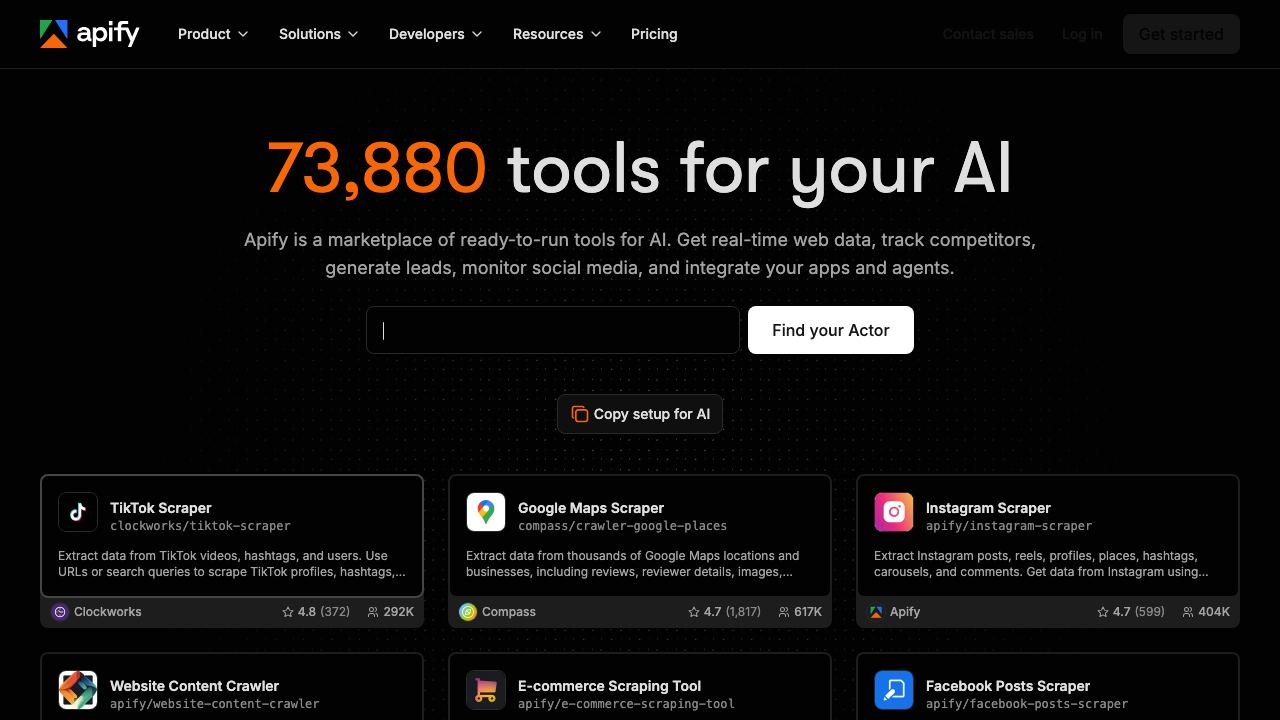 Apify website screenshot