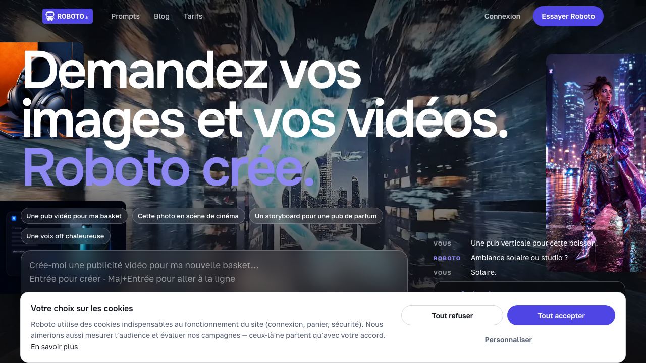 Roboto - Générateur de contenu website screenshot
