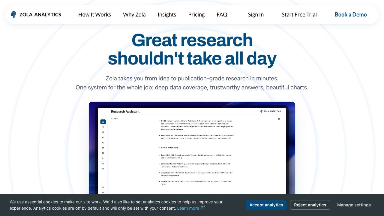 Zola Analytics 网站截图