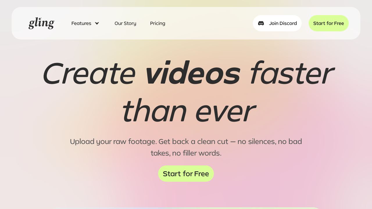 Gling website screenshot
