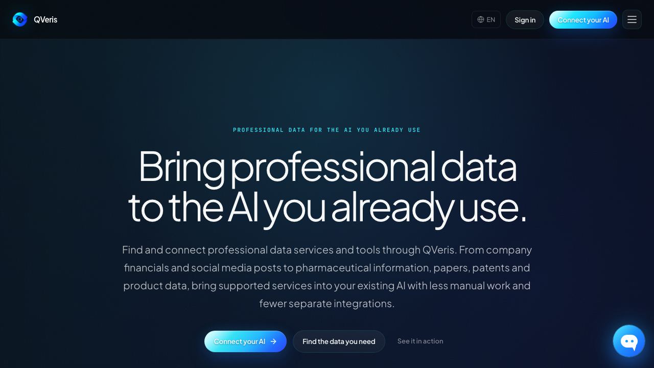 QVeris AI website screenshot
