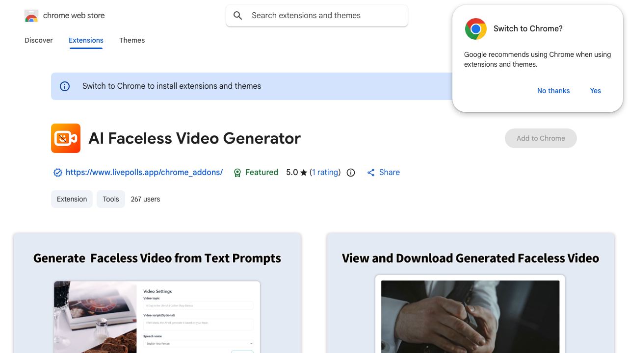 AI Faceless Video Generator 网站截图