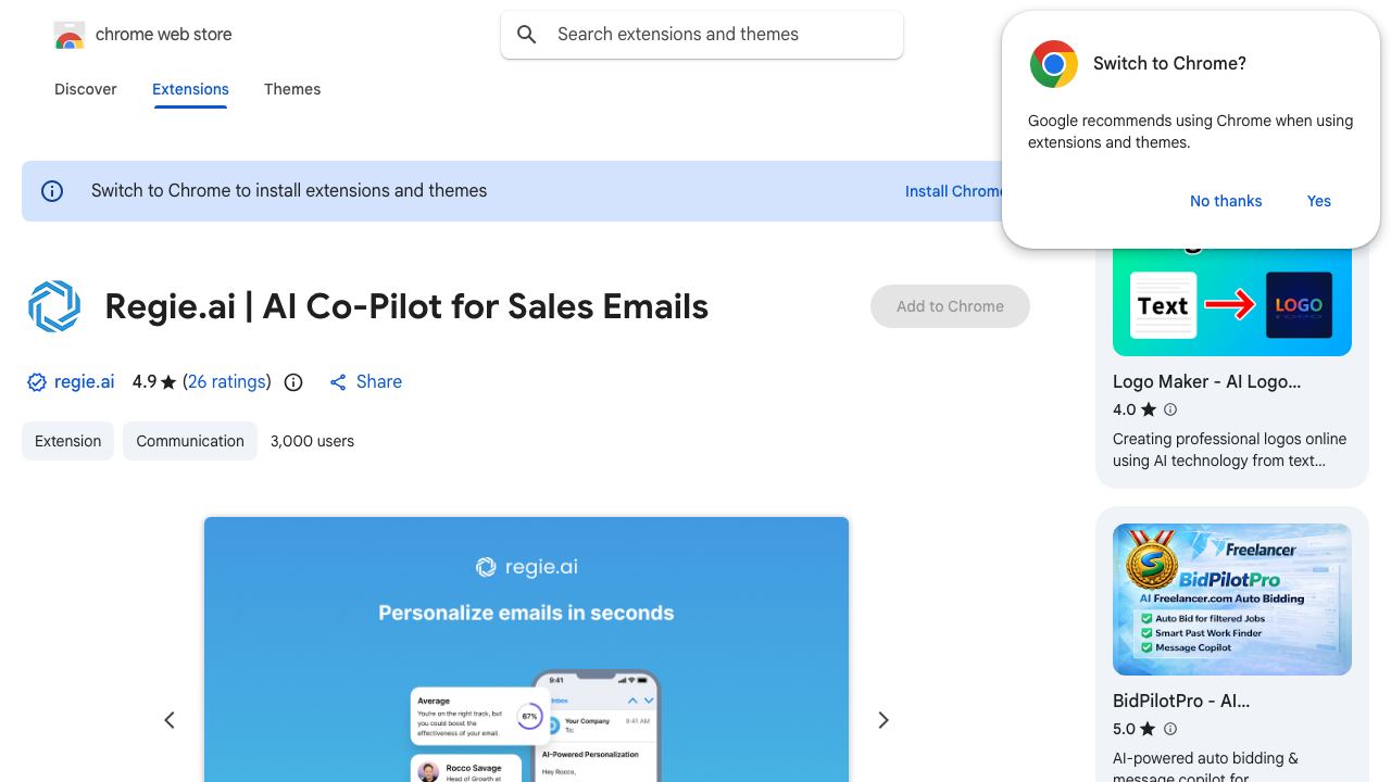 Regie.ai | AI Co-Pilot for Sales Emails website screenshot