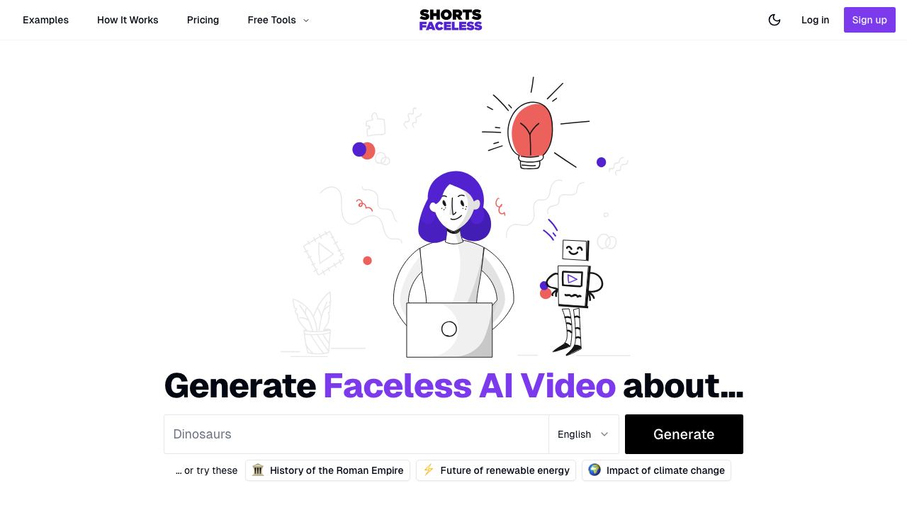 Shorts Faceless 网站截图