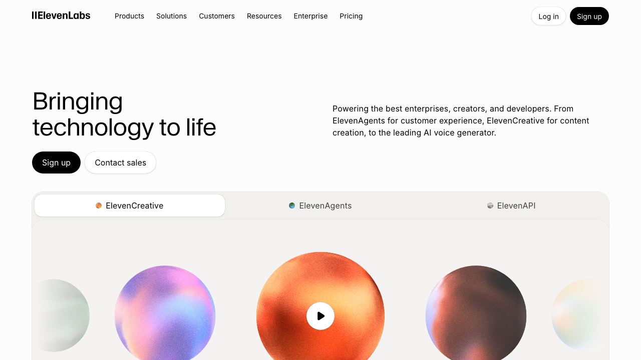 ElevenLabs 网站截图