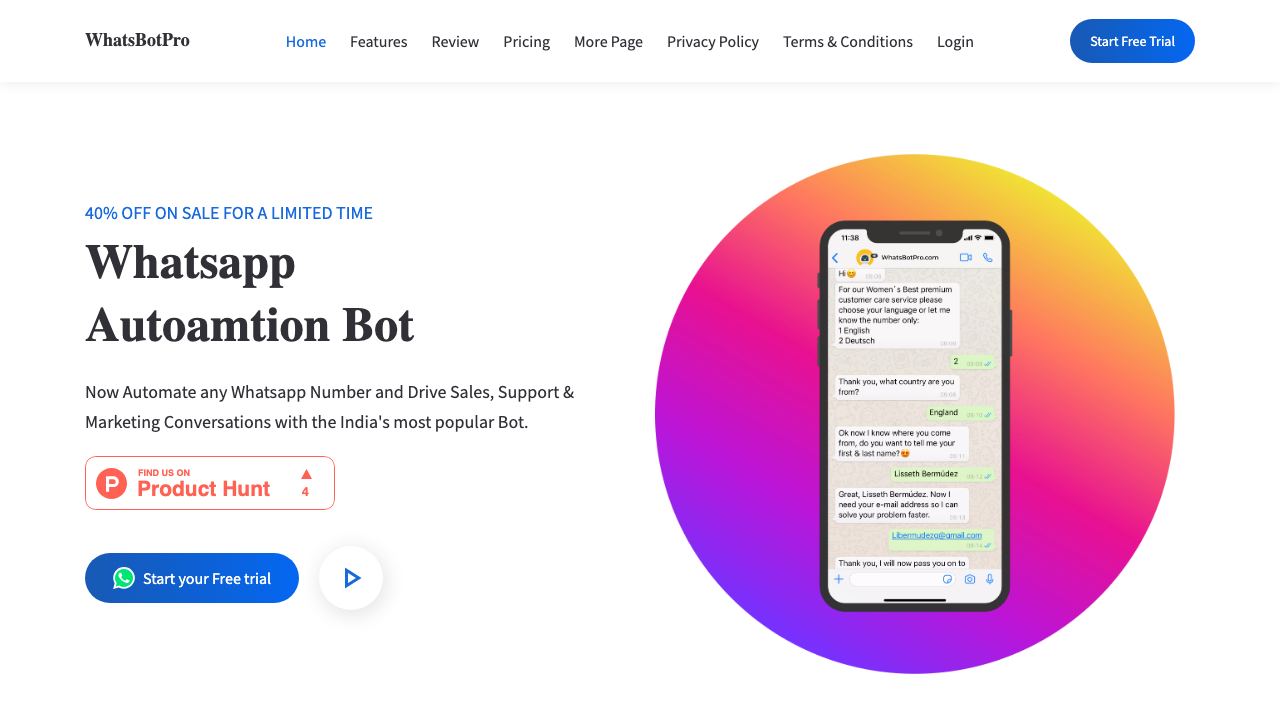WhatsBotPro 网站截图