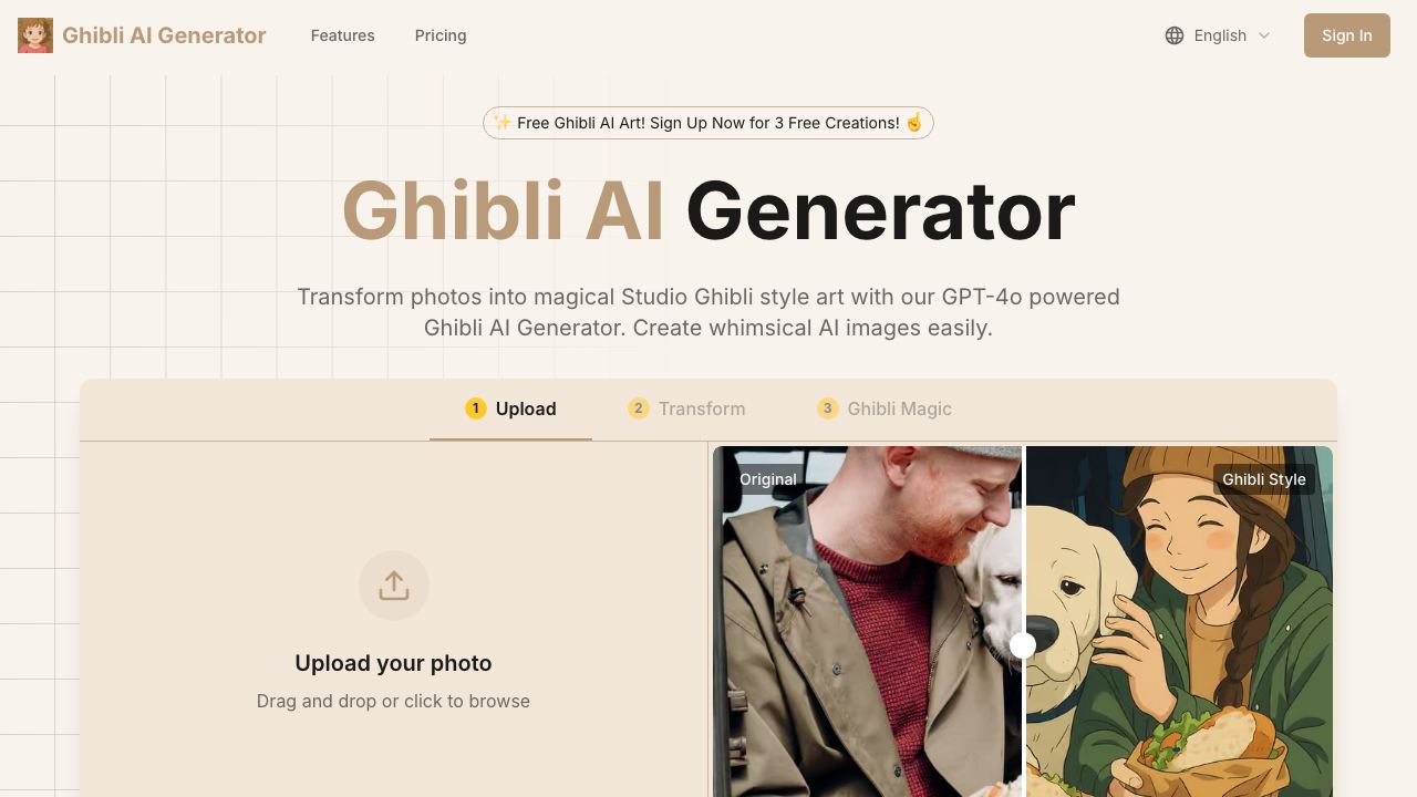 Ghibli AI Generator 网站截图