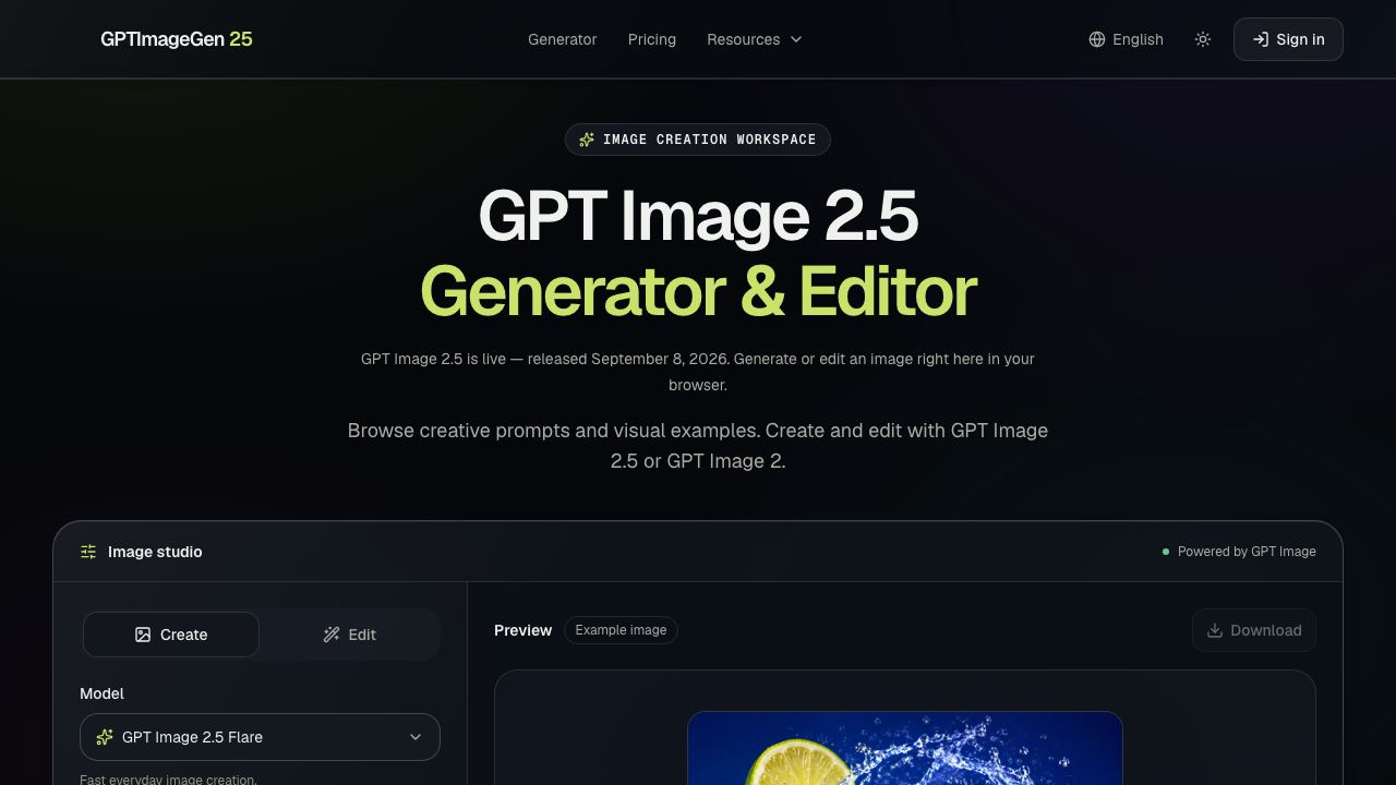 GPT Image 2.5 网站截图