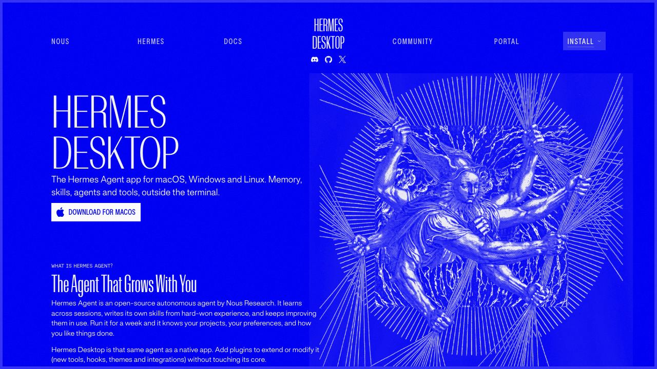 Hermes Desktop 网站截图