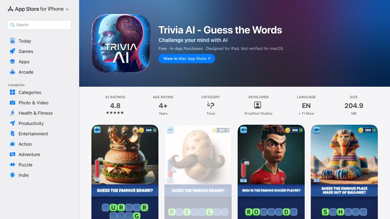 Trivia AI - Guess The Words 网站截图