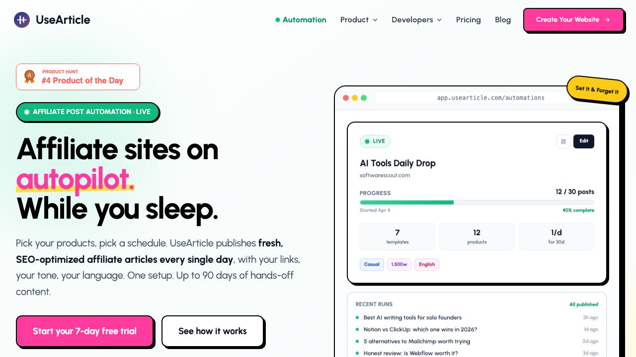 UseArticle website screenshot
