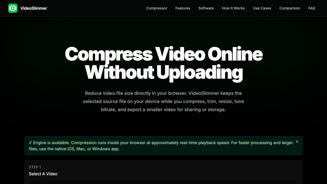 VideoSlimmer - Smart Video Compressor 网站截图