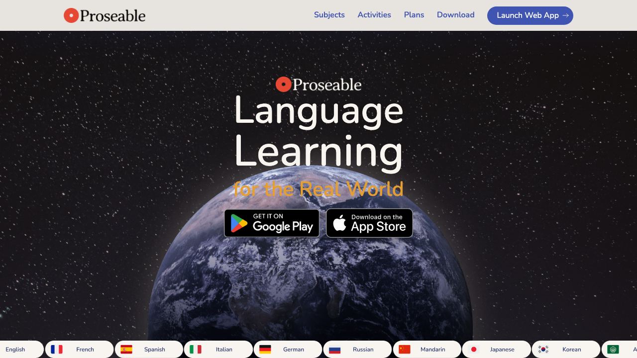 ProseAble website screenshot
