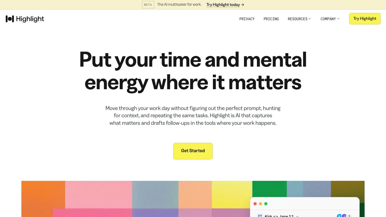 Highlight AI website screenshot