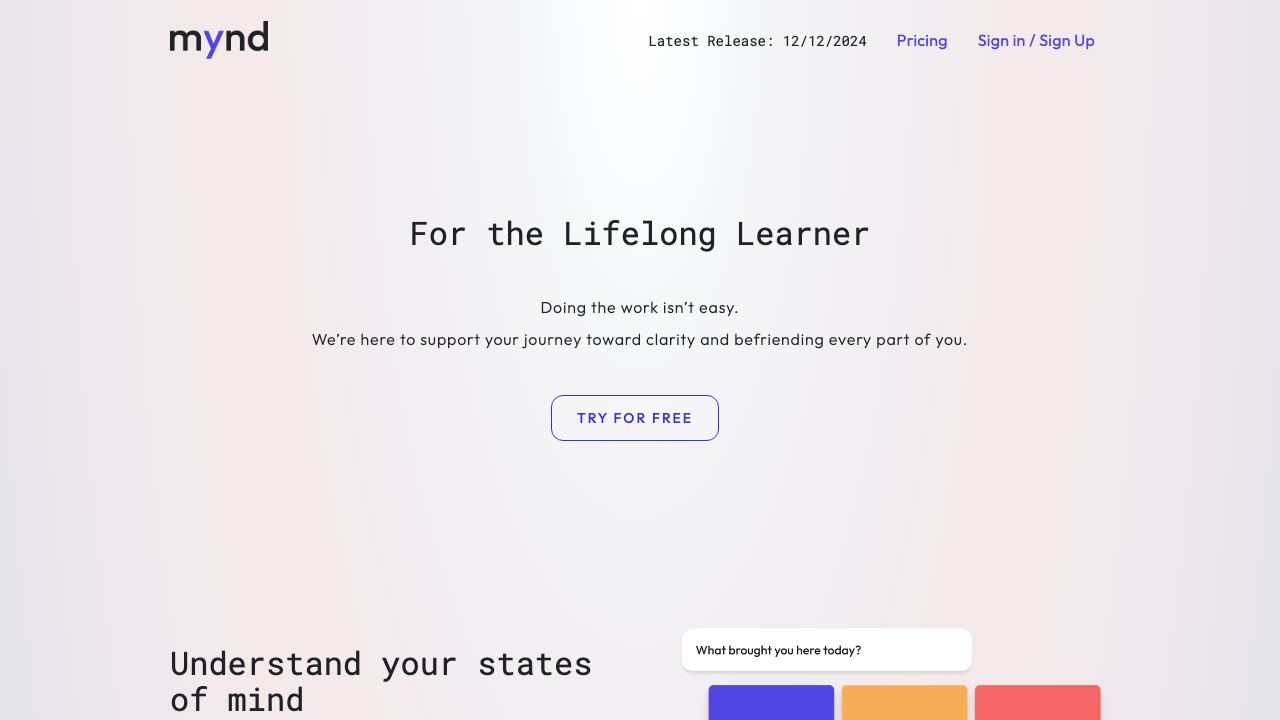 Mynd website screenshot
