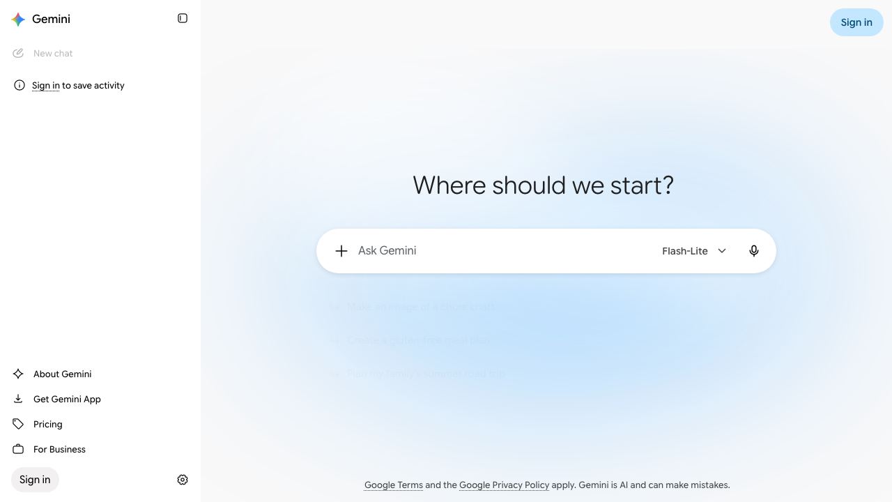 Google Gemini 网站截图