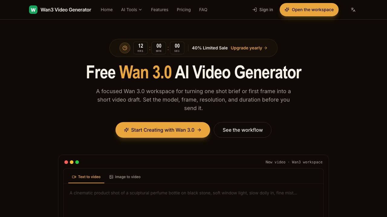 Wan3 Video Generator 网站截图