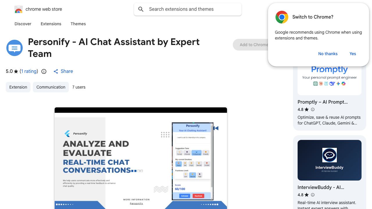 Personify - AI Chat Assistant by Expert Team website screenshot
