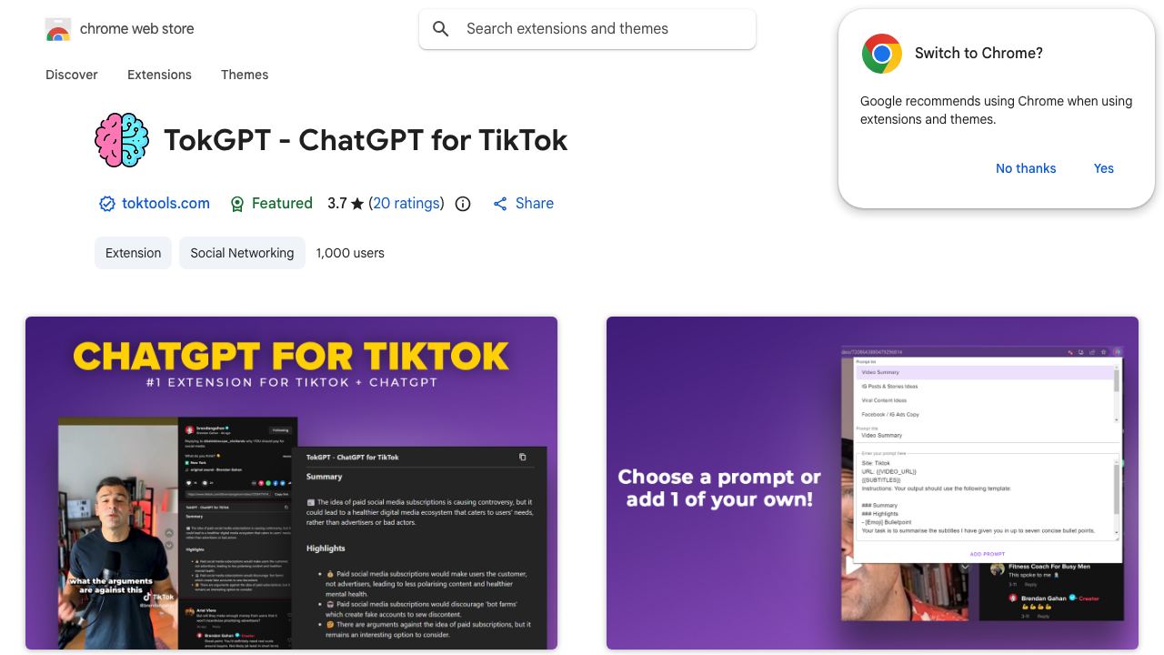 TokGPT - ChatGPT for TikTok 网站截图