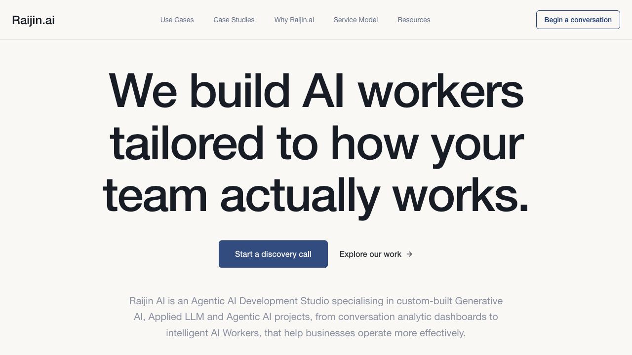 Raijin.ai website screenshot