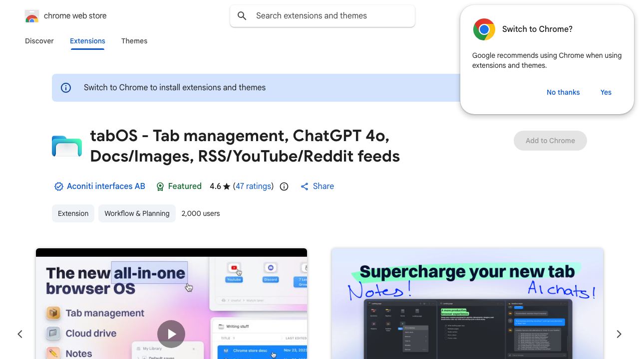 tabOS website screenshot