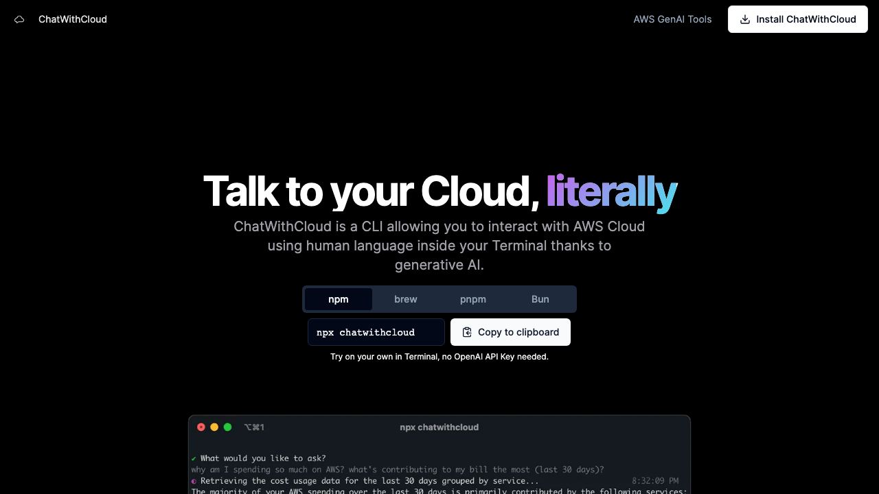 ChatWithCloud 网站截图