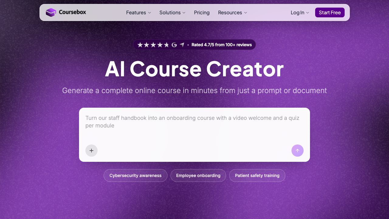 Coursebox website screenshot