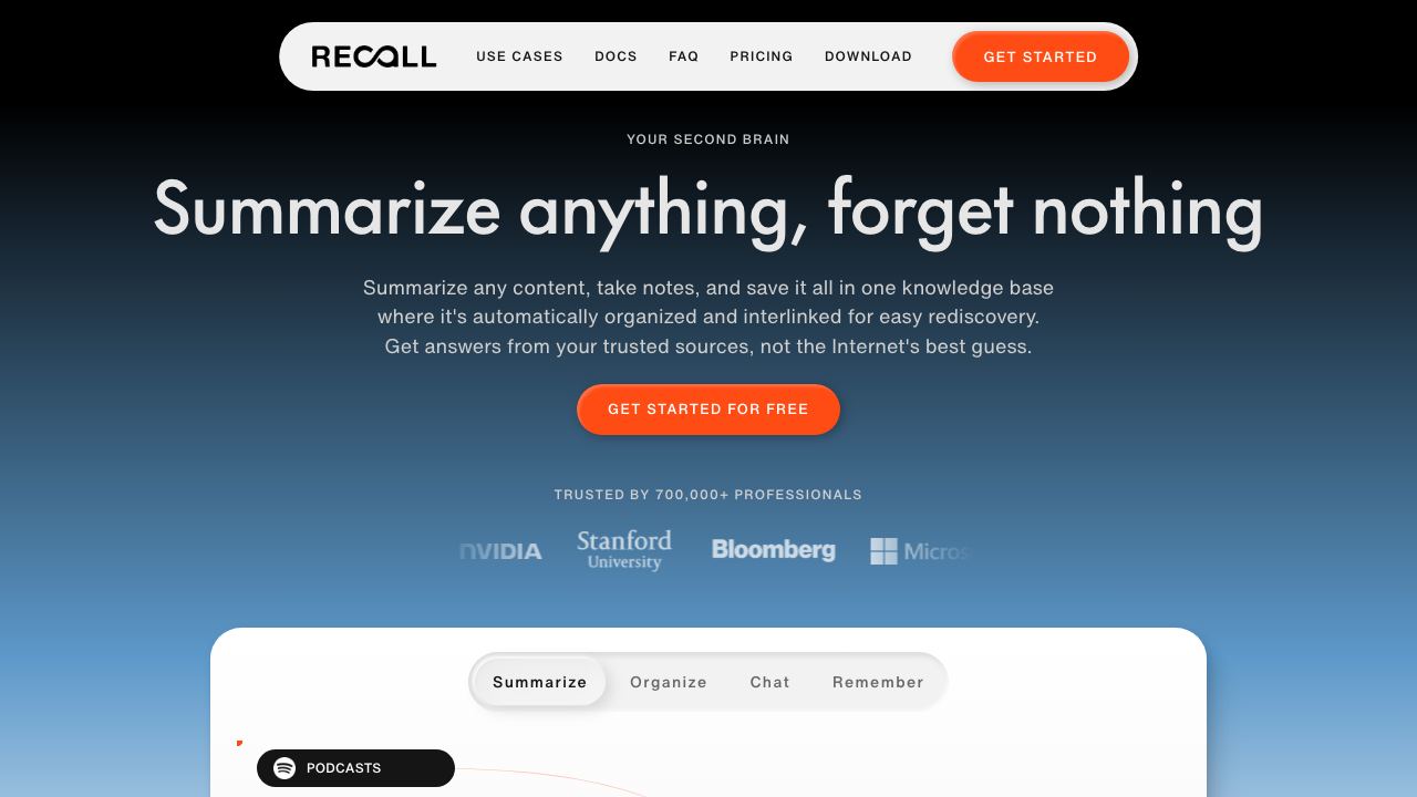 Recall website screenshot