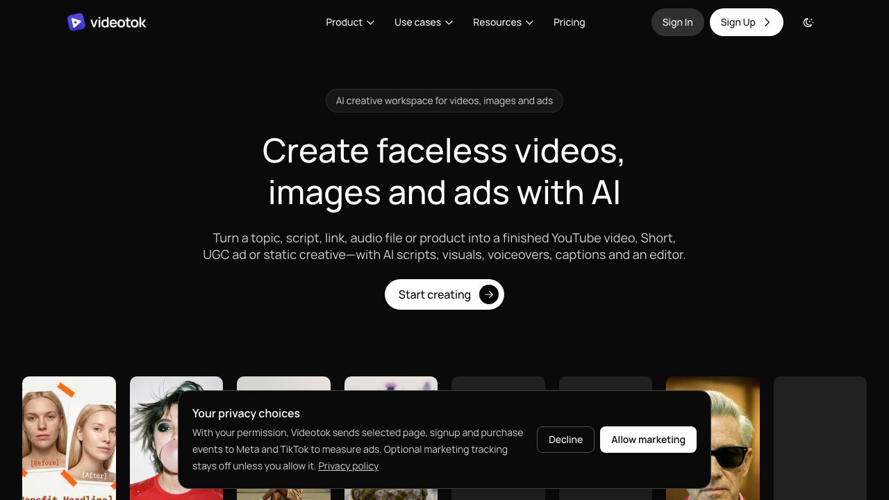Videotok 网站截图