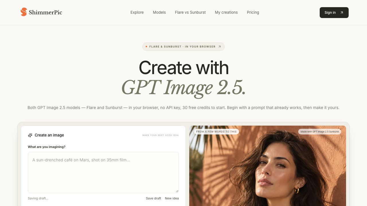 ShimmerPic website screenshot