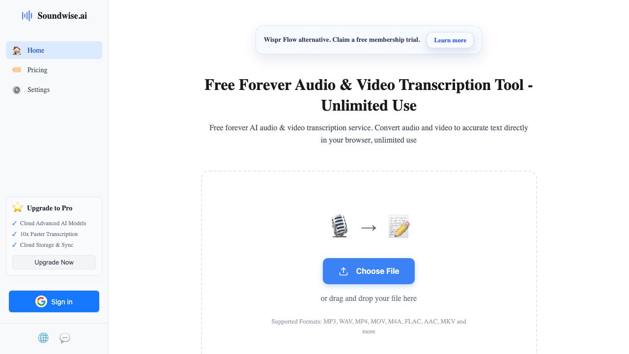 SoundWise.ai 网站截图