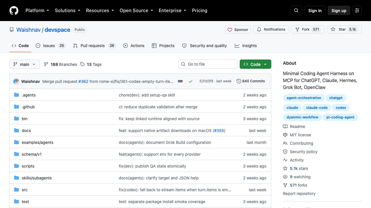 devspace website screenshot