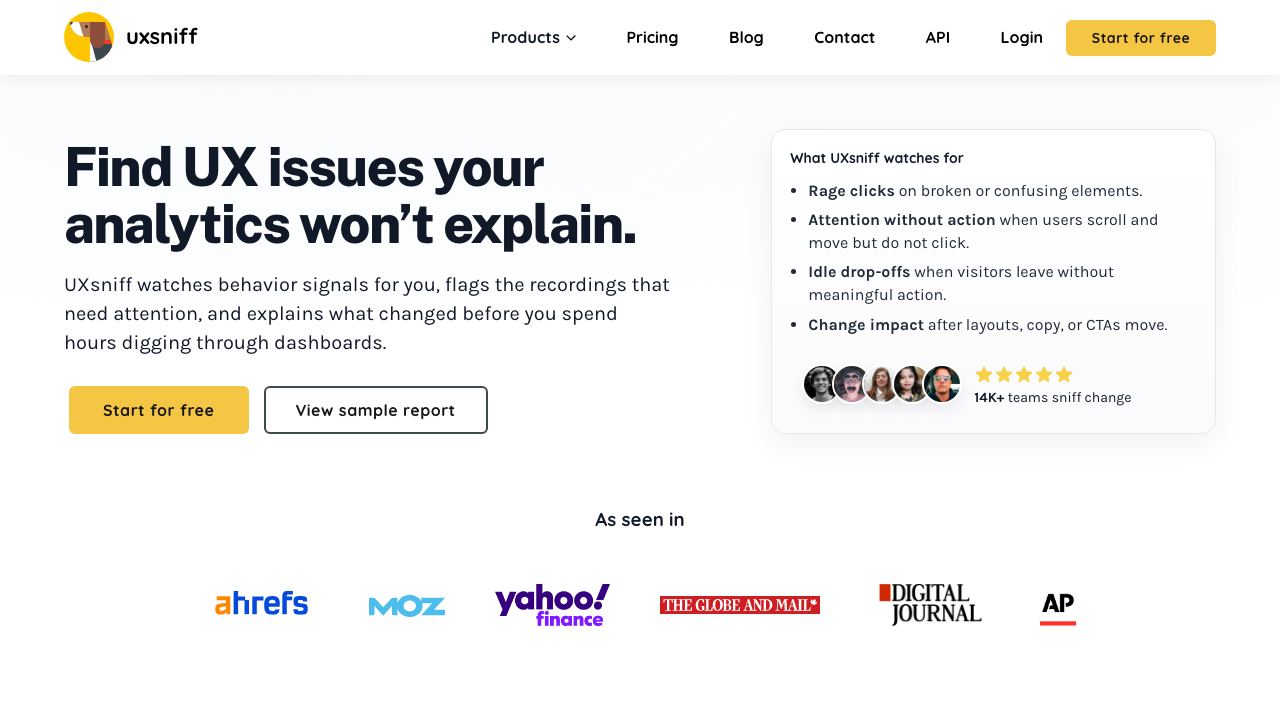 UXSniff website screenshot