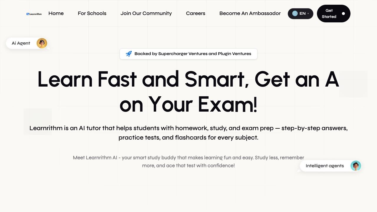 Learnrithm Ai website screenshot