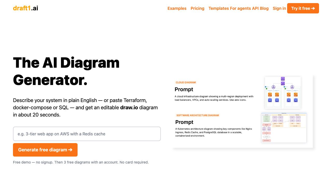 draft1.ai website screenshot