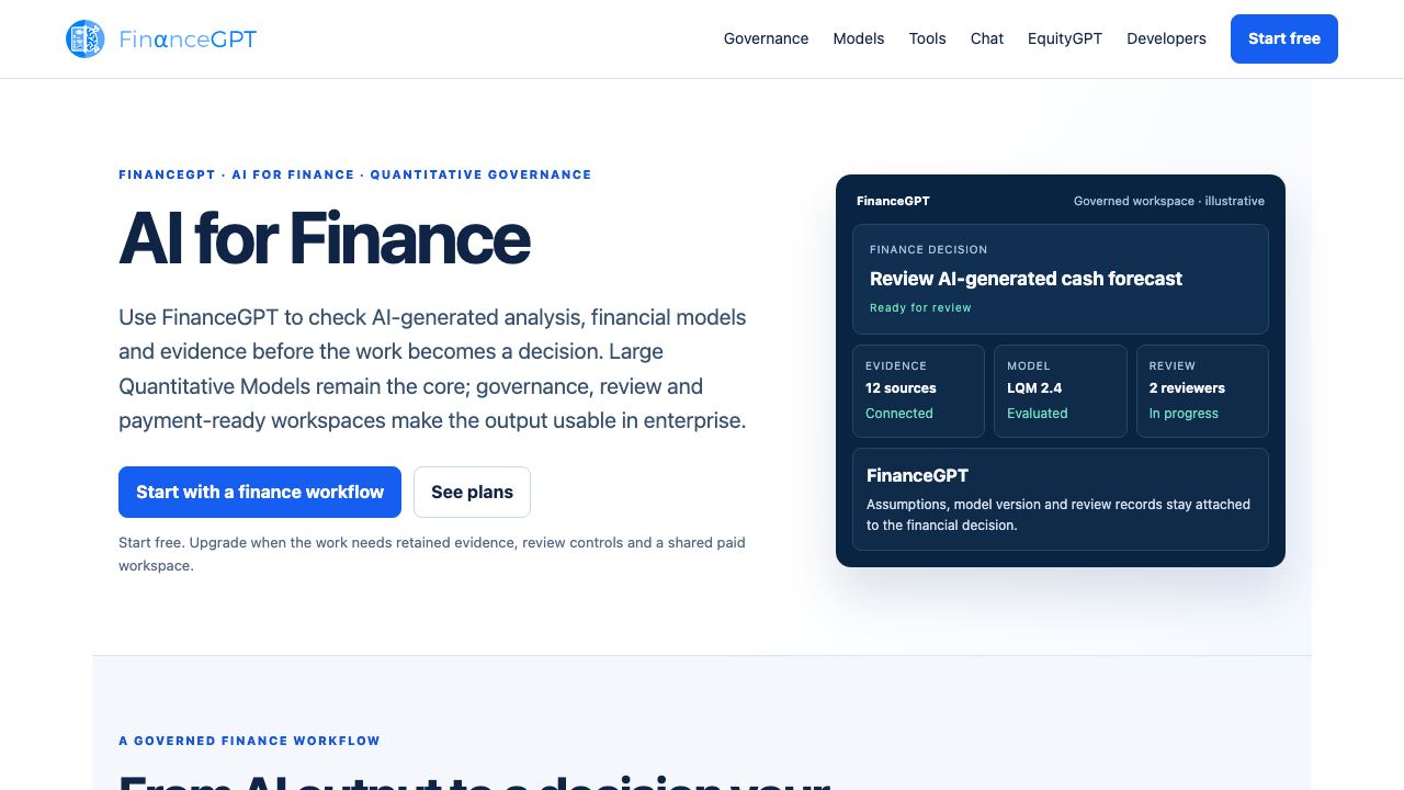 FinanceGPT 网站截图