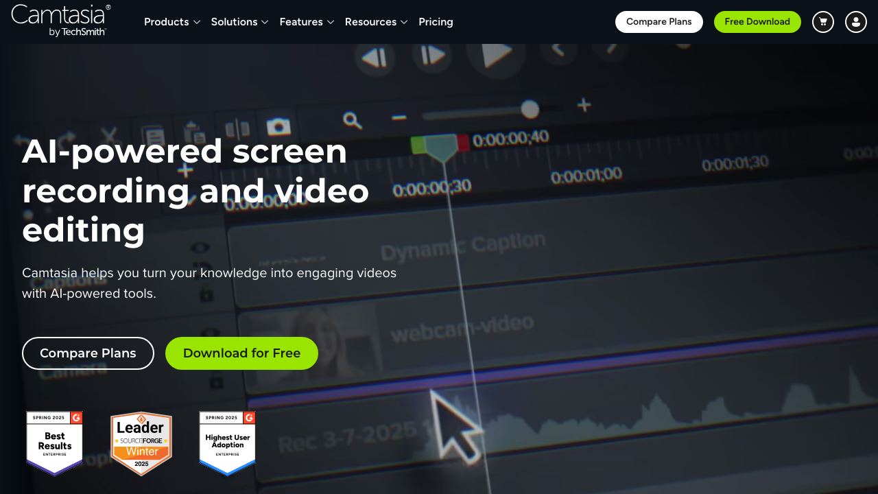 Camtasia 网站截图